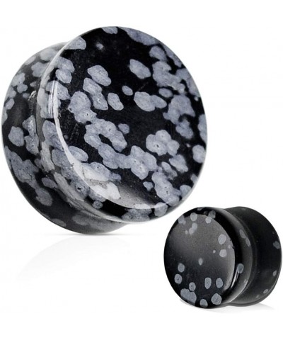 Natural Snowflake Obsidian Semi-Precious Stone Saddle Plugs, Sold as a Pair 14mm (9/16") $10.19 Body Jewelry