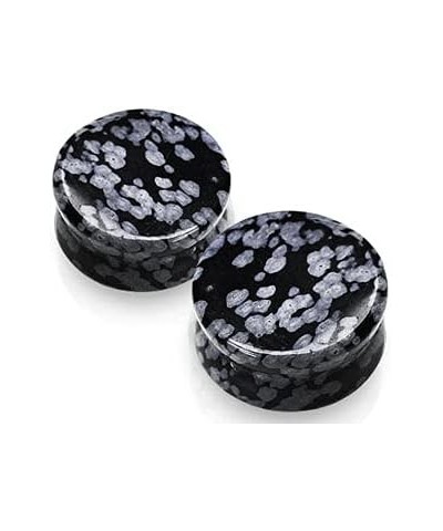 Natural Snowflake Obsidian Semi-Precious Stone Saddle Plugs, Sold as a Pair 14mm (9/16") $10.19 Body Jewelry