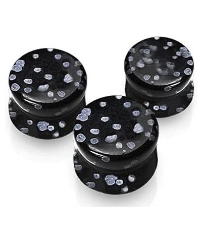 Natural Snowflake Obsidian Semi-Precious Stone Saddle Plugs, Sold as a Pair 14mm (9/16") $10.19 Body Jewelry