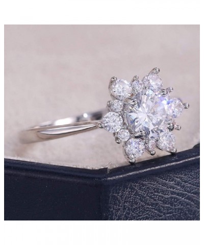 Fashionable 925 Sterling Silver Shiny Full Diamond Flower Ring Cubic Zirconia Ring Exquisite Ladies CZ Diamond Ring Eternal E...