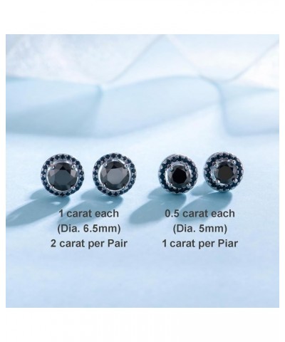 Black Moissanite Stud Earrings for Men Women, 1-4ct DF Color Ideal Cut Lab Created Diamond 18K White Gold Plated Earrings wit...