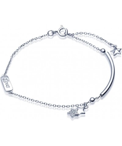 Women's Fine Cute Star Charm Bracelet 925 Sterling Silver Hand Chain,Adjustable,silver $10.63 Bracelets