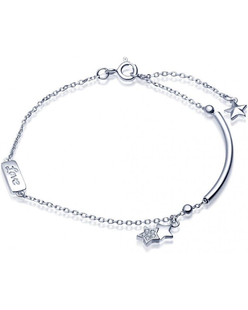 Women's Fine Cute Star Charm Bracelet 925 Sterling Silver Hand Chain,Adjustable,silver $10.63 Bracelets