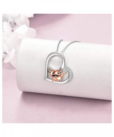 Heart Necklace for Women 925 Sterling Silver Axolotl/Cat/Bear Jewelry Gifts for Girls Happy Axolotl $20.13 Necklaces