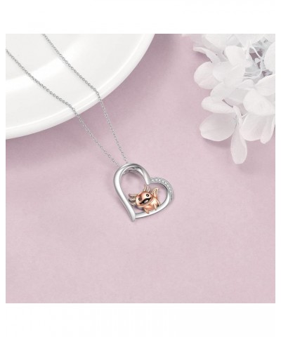 Heart Necklace for Women 925 Sterling Silver Axolotl/Cat/Bear Jewelry Gifts for Girls Happy Axolotl $20.13 Necklaces