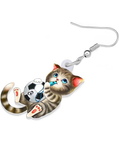 Acrylic Drop Dangle Sitting Cat Earrings Fashion Novelty Jewelry For Girl Women Charms Football $6.11 Earrings