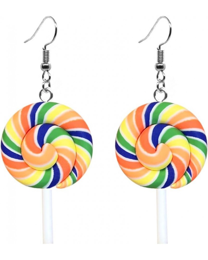 Cute Resin Color Round Lollipop Drop Earring Handmade Candy Color Simulation Food Dangle Earring for Women Girls Jewelry Gift...