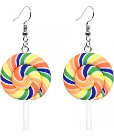 Cute Resin Color Round Lollipop Drop Earring Handmade Candy Color Simulation Food Dangle Earring for Women Girls Jewelry Gift...