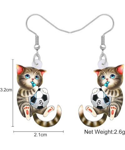 Acrylic Drop Dangle Sitting Cat Earrings Fashion Novelty Jewelry For Girl Women Charms Football $6.11 Earrings