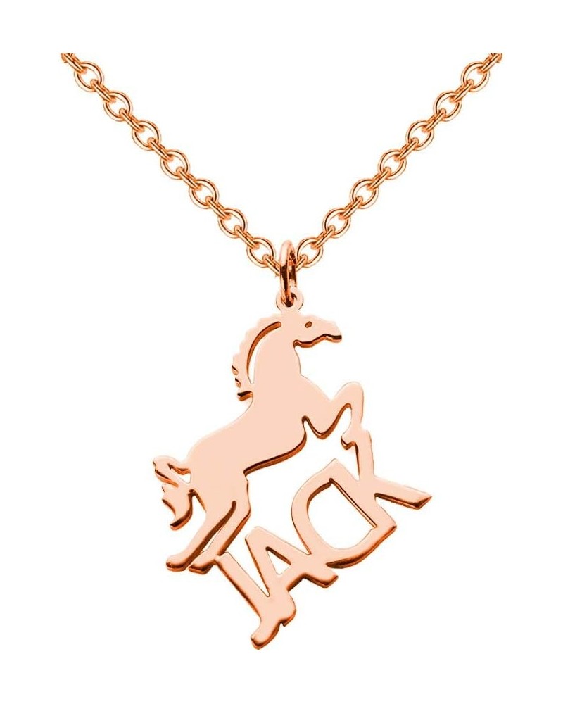 Personalized Name Neckalce Horse Pendant Necklace Customized Name Butterfly Necklace Gift for Women Girls horse-copper-rose g...