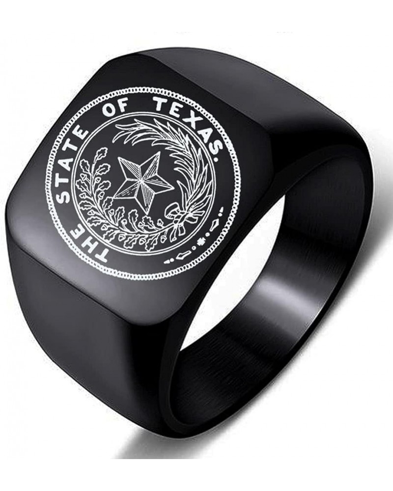 Stainless Steel Seal Texas Vintage Mens Womens Engraved Symbol Trible Jewelry Ring 3.Black 17MMx18MM $5.45 Rings