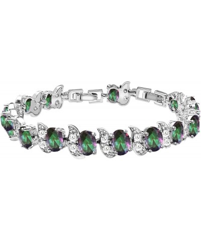 Fashion Tennis Bracelet Created Emerald White Gold Plated Charm Bracelet Gifts Jewelry for Women Multicolor E $10.99 Bracelets