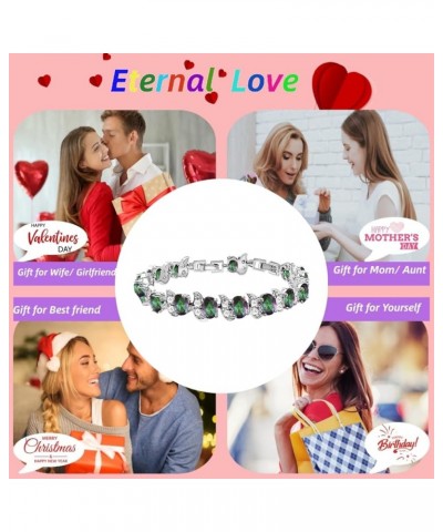 Fashion Tennis Bracelet Created Emerald White Gold Plated Charm Bracelet Gifts Jewelry for Women Multicolor E $10.99 Bracelets