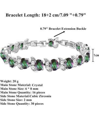 Fashion Tennis Bracelet Created Emerald White Gold Plated Charm Bracelet Gifts Jewelry for Women Multicolor E $10.99 Bracelets