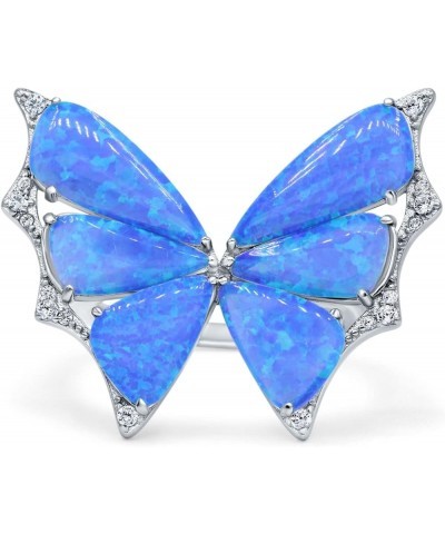 Butterfly Petite Dainty Thumb Ring Lab Created Opal Fashion Ring 925 Sterling Silver Lab Created Blue Opal $45.36 Others