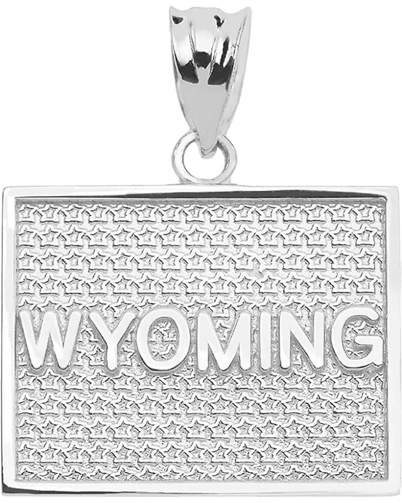 .925 Sterling Silver Dangling USA American State Map with Star Texture Charm Pendant - Choice of State Wyoming $11.00 Pendants