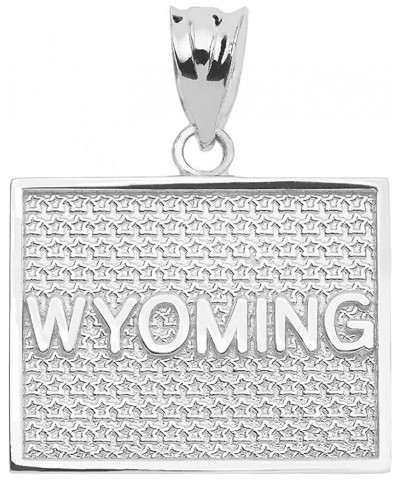 .925 Sterling Silver Dangling USA American State Map with Star Texture Charm Pendant - Choice of State Wyoming $11.00 Pendants