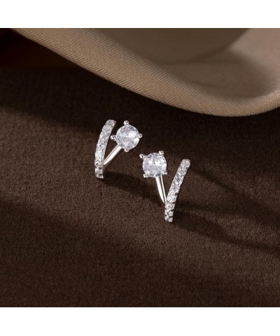 925 Sterling Silver Shiny CZ Earrings Studs for Women Teen Girls V Post Studs Earrings Huggie A-Silver $9.17 Earrings