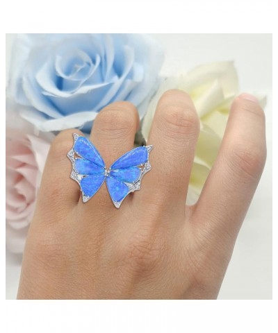 Butterfly Petite Dainty Thumb Ring Lab Created Opal Fashion Ring 925 Sterling Silver Lab Created Blue Opal $45.36 Others