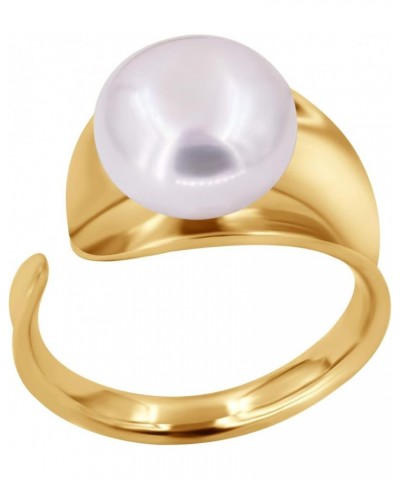 Sterling Silver Womens Pearl Ring Gold Freshwater Ajustable Gold $12.69 Rings