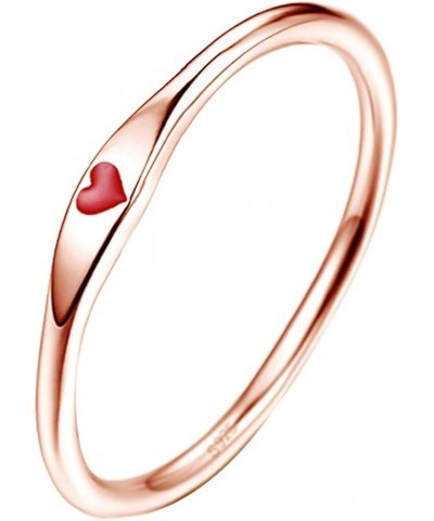 925 Sterling Silver Simple Carve Heart Wedding Band Stackable Promise Ring for Her Size 5-10 9.5 1 PCS C-Rose Gold-Red $10.59...