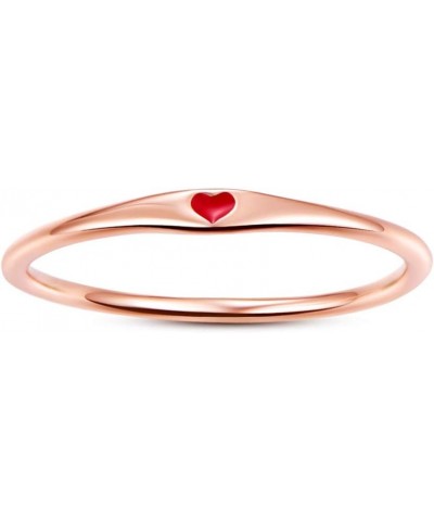 925 Sterling Silver Simple Carve Heart Wedding Band Stackable Promise Ring for Her Size 5-10 9.5 1 PCS C-Rose Gold-Red $10.59...