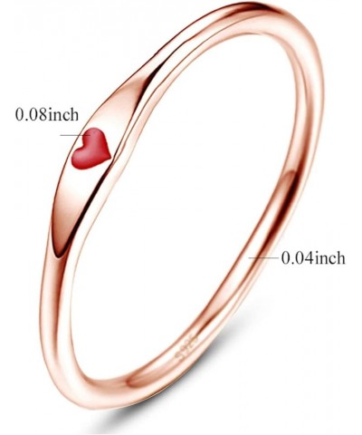 925 Sterling Silver Simple Carve Heart Wedding Band Stackable Promise Ring for Her Size 5-10 9.5 1 PCS C-Rose Gold-Red $10.59...