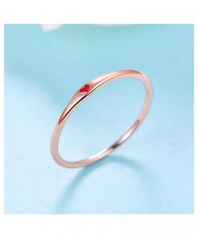 925 Sterling Silver Simple Carve Heart Wedding Band Stackable Promise Ring for Her Size 5-10 9.5 1 PCS C-Rose Gold-Red $10.59...