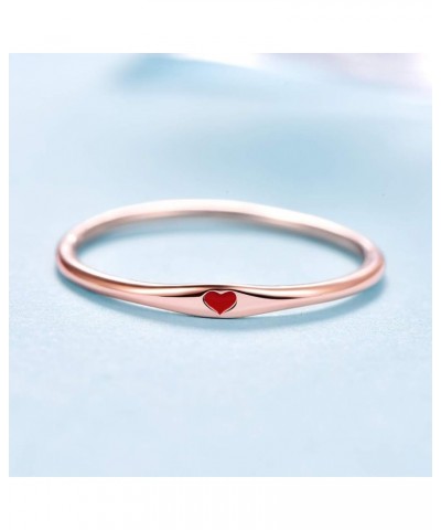 925 Sterling Silver Simple Carve Heart Wedding Band Stackable Promise Ring for Her Size 5-10 9.5 1 PCS C-Rose Gold-Red $10.59...