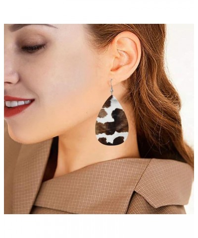 Christmas Earrings Faux Leather Teardrop Earring Lightweight Dangle for Women Girls White31 $7.79 Earrings