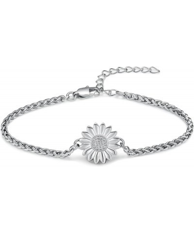 Sunflower Urn Bracelet for Ashes for Women Cremation Jewelry Link Memorial Keepsake Bracelet for Human Pet Ashes Silver $10.2...