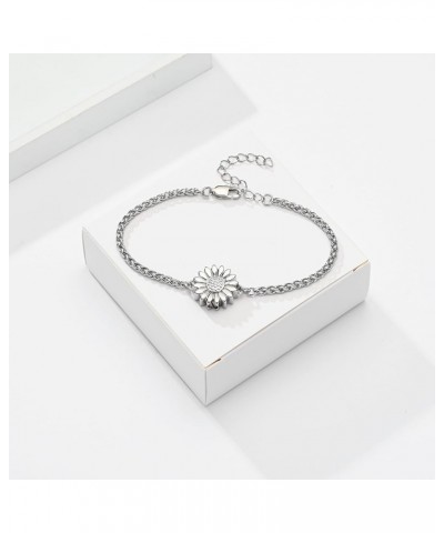 Sunflower Urn Bracelet for Ashes for Women Cremation Jewelry Link Memorial Keepsake Bracelet for Human Pet Ashes Silver $10.2...