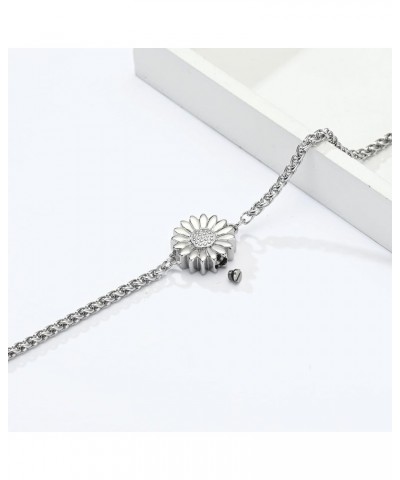 Sunflower Urn Bracelet for Ashes for Women Cremation Jewelry Link Memorial Keepsake Bracelet for Human Pet Ashes Silver $10.2...