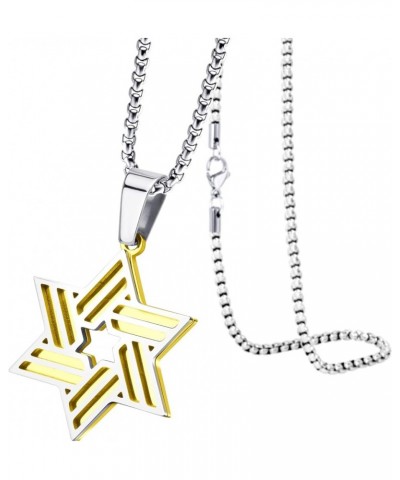 Stainless Steel Star of David Necklace for Men & Women, 16-24 Inch Box Chain Silver/Gold 20.0 Inches $10.75 Necklaces