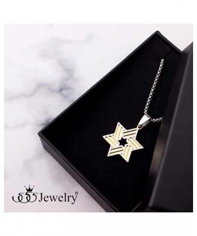 Stainless Steel Star of David Necklace for Men & Women, 16-24 Inch Box Chain Silver/Gold 20.0 Inches $10.75 Necklaces