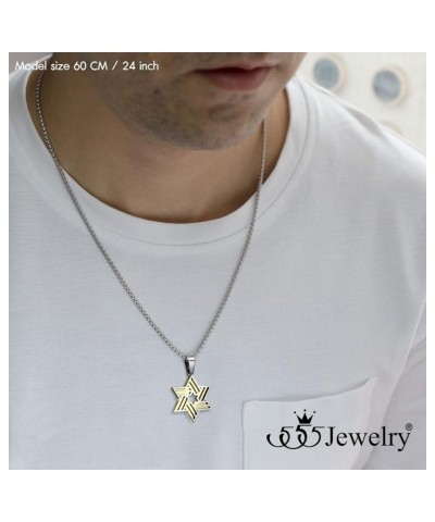 Stainless Steel Star of David Necklace for Men & Women, 16-24 Inch Box Chain Silver/Gold 20.0 Inches $10.75 Necklaces