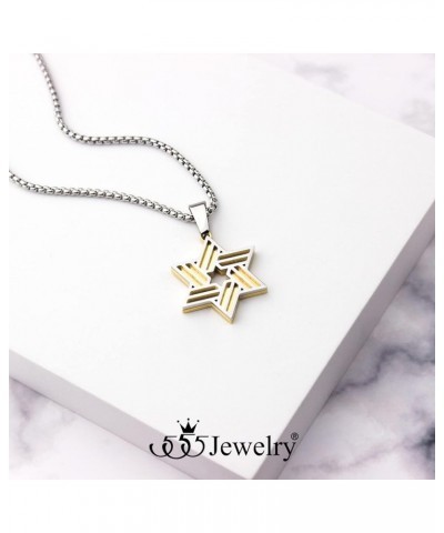 Stainless Steel Star of David Necklace for Men & Women, 16-24 Inch Box Chain Silver/Gold 20.0 Inches $10.75 Necklaces