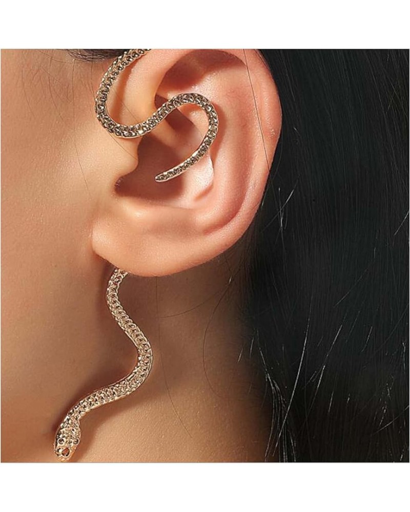 Punk Snake Ear Climber Earrings Gold Snake Ear Cuff Wrap Earrings Gothic Serpent Earrings Snake Crawler Earrings Fake Piercin...