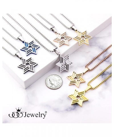 Stainless Steel Star of David Necklace for Men & Women, 16-24 Inch Box Chain Silver/Gold 20.0 Inches $10.75 Necklaces