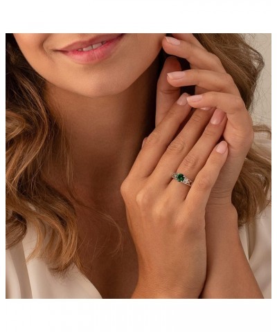 Simulated Emerald Cathedral Solitaire Ring for Women 925 Sterling Silver, 1.25 Carats Round Shape 7mm, Sizes 5 to 9 $18.86 Rings