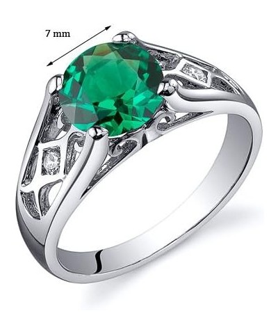 Simulated Emerald Cathedral Solitaire Ring for Women 925 Sterling Silver, 1.25 Carats Round Shape 7mm, Sizes 5 to 9 $18.86 Rings