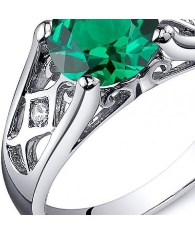 Simulated Emerald Cathedral Solitaire Ring for Women 925 Sterling Silver, 1.25 Carats Round Shape 7mm, Sizes 5 to 9 $18.86 Rings