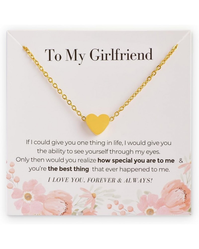 To My Girlfriend Necklace, Romantic Gift for Her, Things to Get to Your Girfriend Card 7 - Gold Heart $7.79 Necklaces