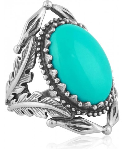 American West Ring Sterling Gemstone Choice of Color Leaf Design Sizes 5 to 10 Turquoise $44.72 Rings