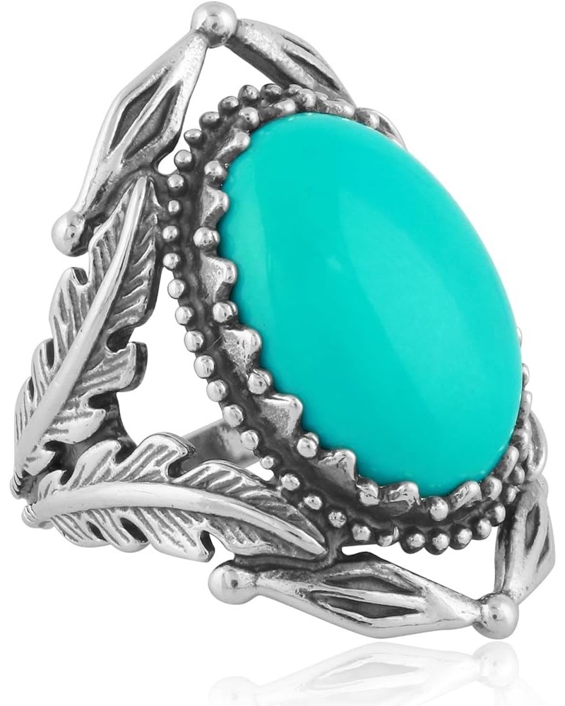 American West Ring Sterling Gemstone Choice of Color Leaf Design Sizes 5 to 10 Turquoise $44.72 Rings