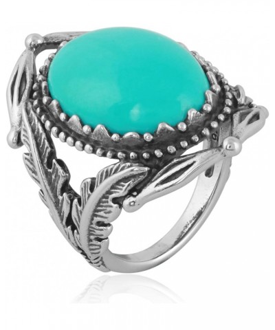 American West Ring Sterling Gemstone Choice of Color Leaf Design Sizes 5 to 10 Turquoise $44.72 Rings