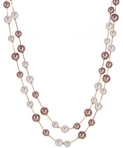 Long Double Strand Faux Pearl Statement Cocktail Party Necklace White Gold $8.09 Necklaces