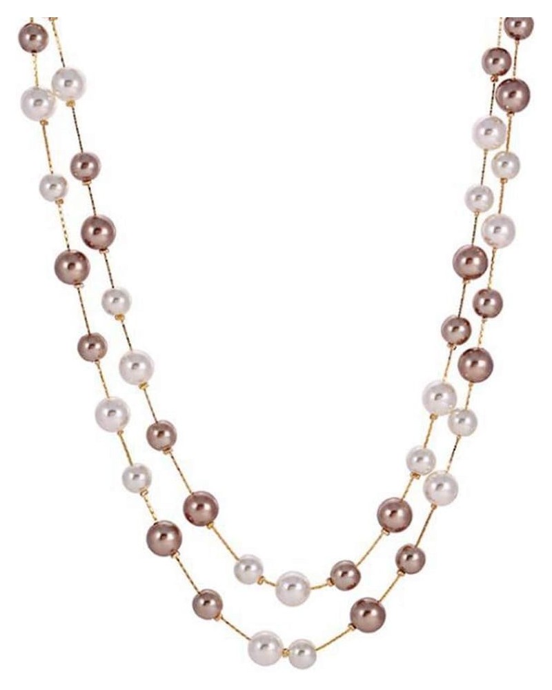 Long Double Strand Faux Pearl Statement Cocktail Party Necklace White Gold $8.09 Necklaces