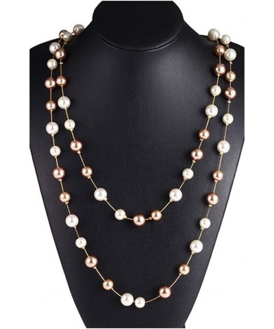 Long Double Strand Faux Pearl Statement Cocktail Party Necklace White Gold $8.09 Necklaces