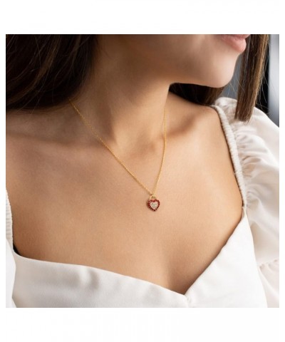 Dainty Heart Necklaces For Women Girls,14K Gold Plated Cubic Zirconia Charm Pendant Heart Necklace for Women Girls Jewelry Gi...